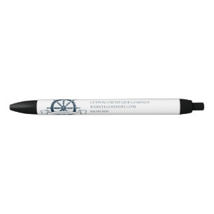 Custom Cruise Line Ship Wheel Nautical Marketing Black Ink Pen