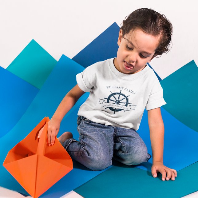 Custom Cruise Ship Nautical Family Vacation Kids T-Shirt (Creator Uploaded)