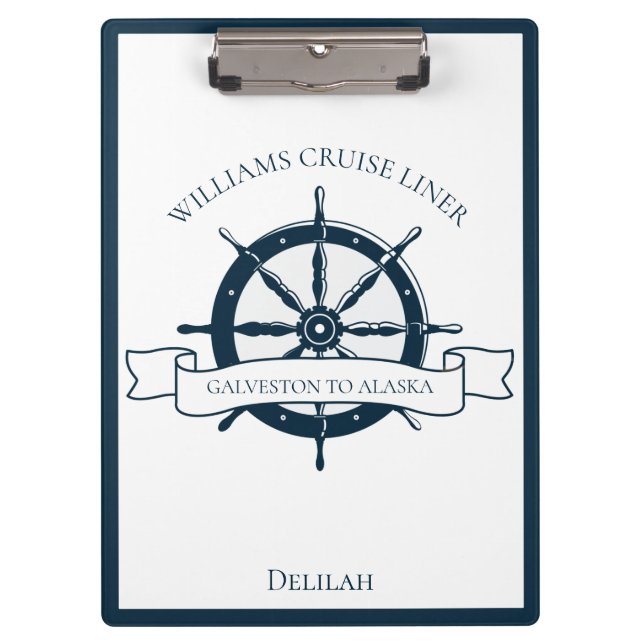 Custom Cruise Ship Nautical Wheel Boat Vacation Clipboard (Front)