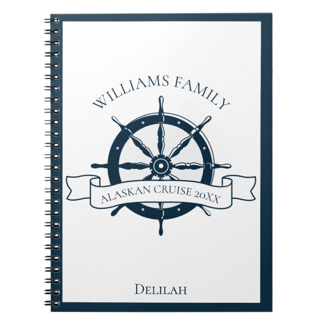 Custom Cruise Ship Nautical Wheel Boat Vacation Notebook (Front)