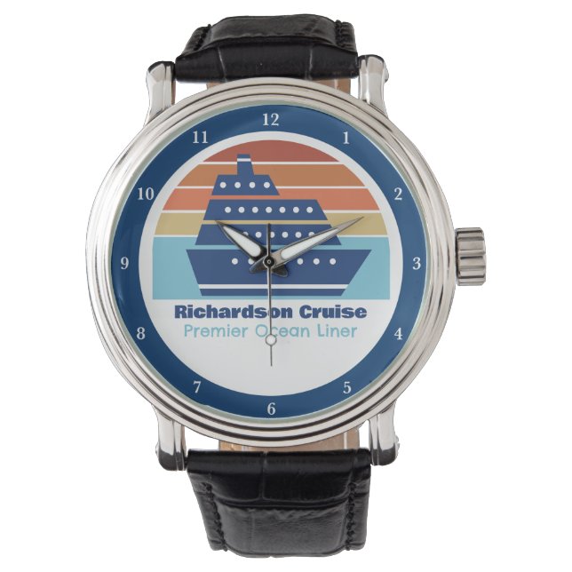 Custom Cruise Ship Ocean Liner Sunset Captain Watch (Front)