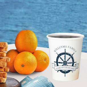 Custom Cruise Ship Vintage Nautical Wheel Paper Cups