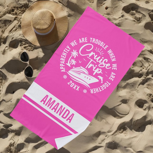 Custom Cruise Trip 2025 Summer Vacation Vacay Mode Beach Towel (Creator Uploaded)