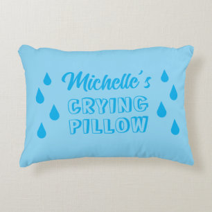 Custom crying pillow with blue tear drops