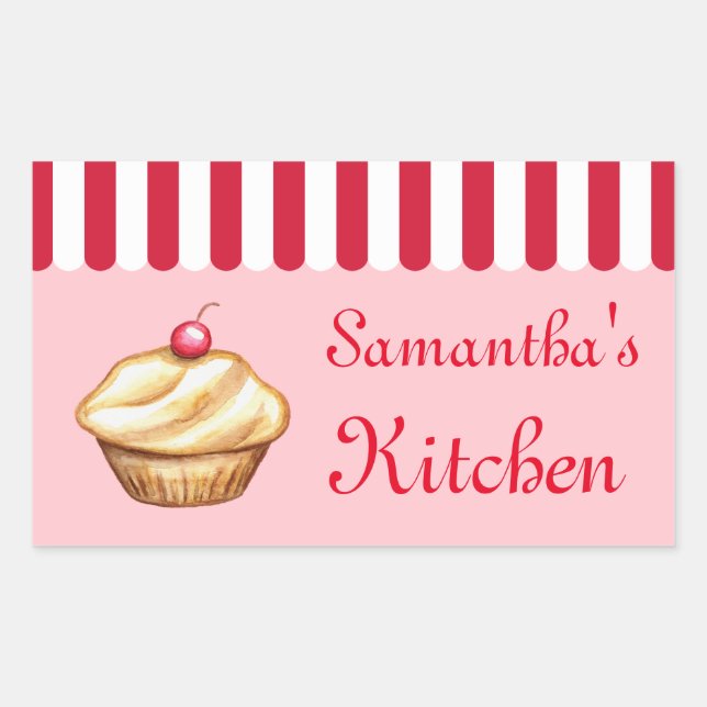 Custom Cupcake Bakery Kitchen Stickers (Front)
