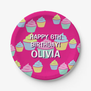 Custom cupcake print kids Birthday party plates