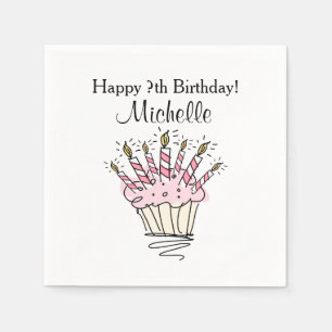 Custom cupcake with candles Birthday party napkins