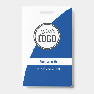 Custom Curved ColorBlock Dark Blue Professional ID Badge