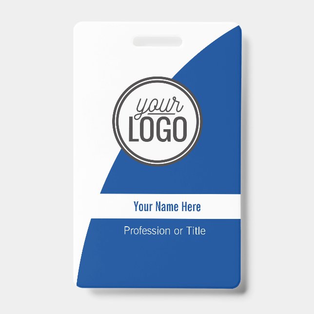 Custom Curved ColorBlock Dark Blue Professional ID Badge (Front)