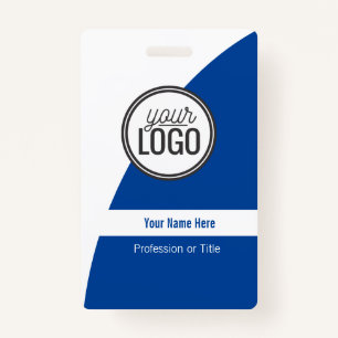 Custom Curved ColorBlock Dark Blue Professional ID Badge