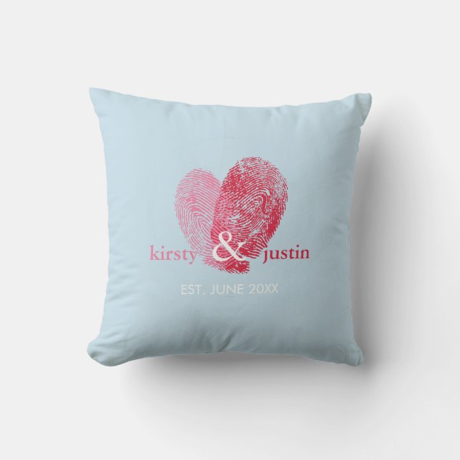 CUSTOM CUSHION simple fingerprint heart couple (Front)