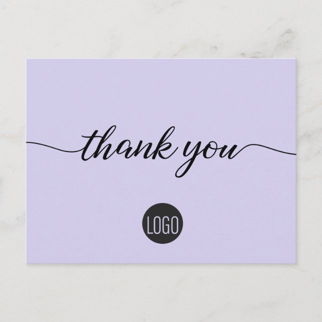 Custom Customer Appreciation Business logo Purple Postcard (Front)