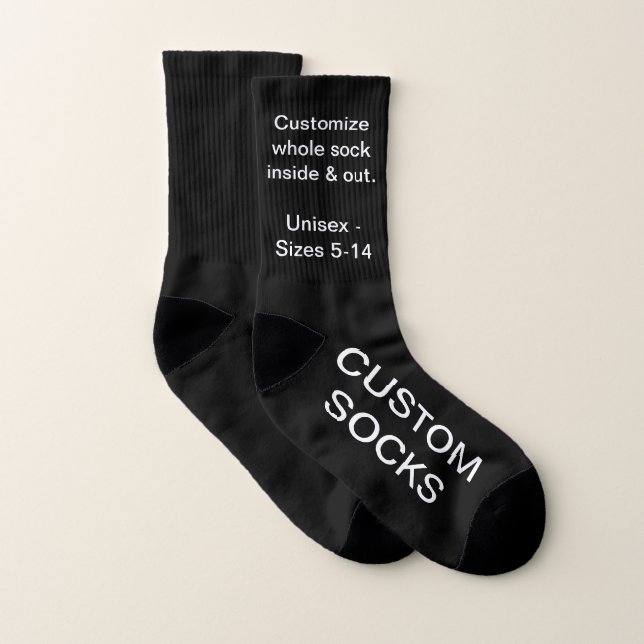 Custom Customisable Small Black Socks (Pair)