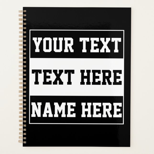 Custom customise name text personalise gift planner (Front)