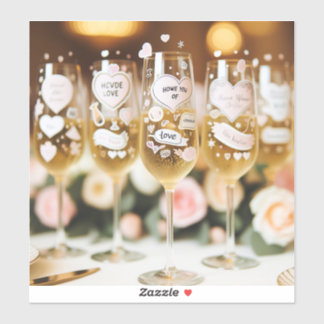 Custom-Cut Champagne glass stickers with c Sticker