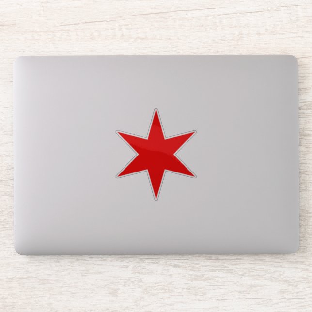 Custom Cut Chicago Flag Red 6-Pointed Star (Computer)