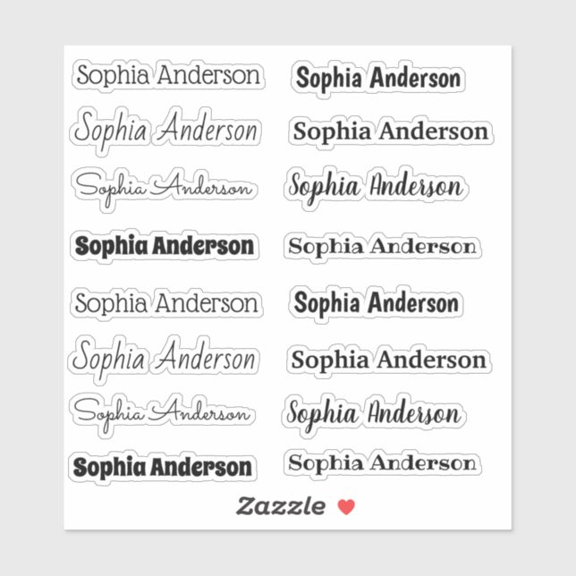 Custom Cut Name Stickers (Sheet)