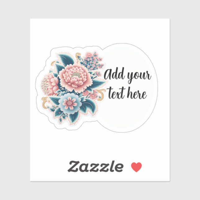 Custom cut sticker - customizable text - floral (Sheet)