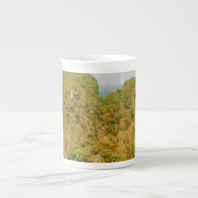 Custom-Cut Vinyl Sticker Bone China Mug (Front)