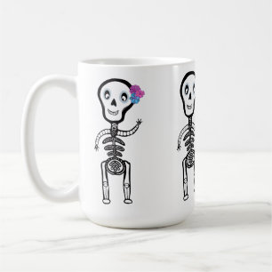 Custom-Cut Vinyl Sticker happy skeletons Coffee Mug