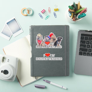 Custom-Cut Vinyl Sticker I HEART MY BORDER TERRIER