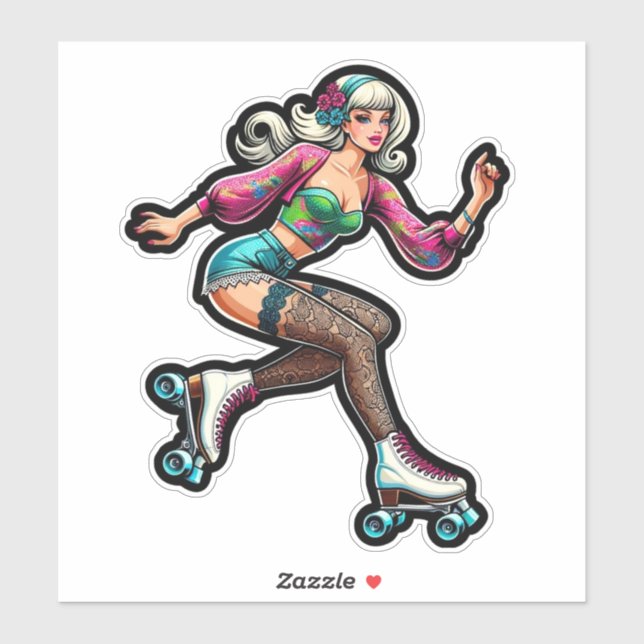 Custom-Cut Vinyl Sticker: Roller Girl (Sheet)