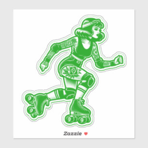 Custom-Cut Vinyl Sticker: Roller Girl (Olive)