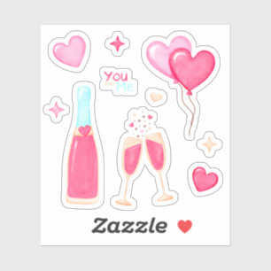Custom-Cut Vinyl Sticker Valentine's Day with Hear