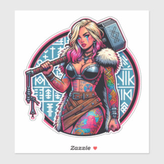 Custom-Cut Vinyl Sticker: Warrior Woman