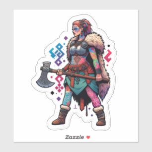 Custom-Cut Vinyl Sticker: Warrior Woman