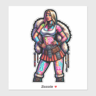 Custom-Cut Vinyl Sticker: Warrior Woman