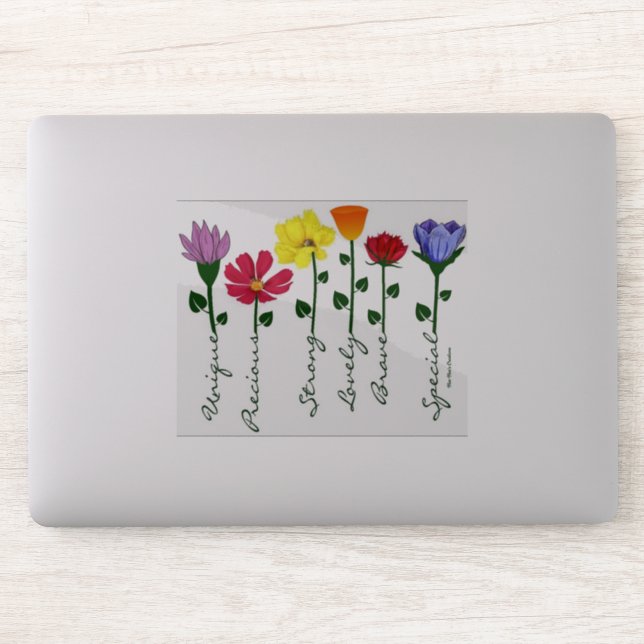 Custom-Cut Vinyl Sticker- Wildflowers n' Words (Computer)