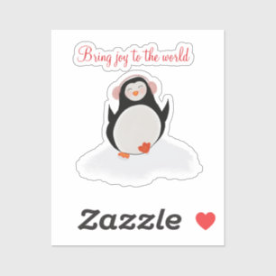 Custom-Cut Vinyl Sticker with little penguin