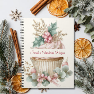 Custom Cute and Festive Christmas Cupcake Recipe Notebook