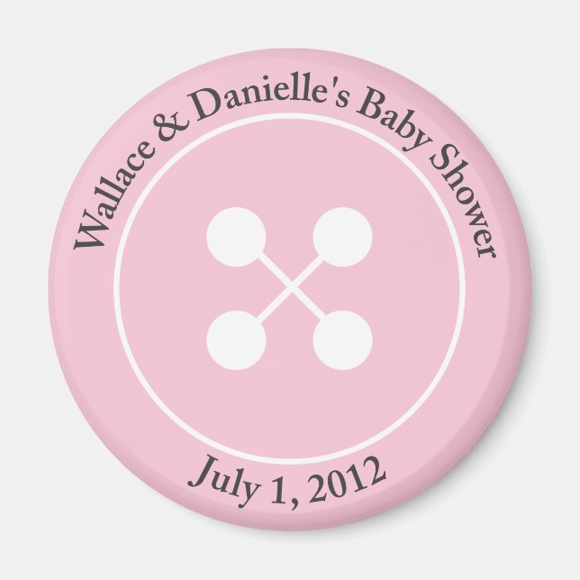 Custom Cute as a Button Baby Shower Magnet Favour (Front)