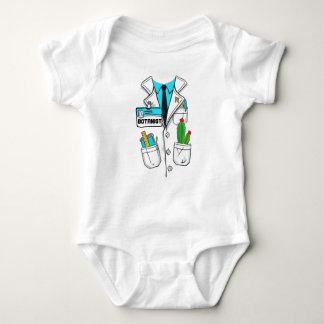 Custom Cute Baby Botanist Badge Science Lab Coat Baby Bodysuit