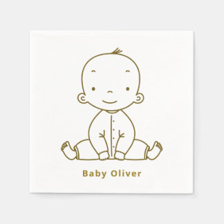 Custom Cute Baby Boy Design Baby Shower Cocktail Napkin