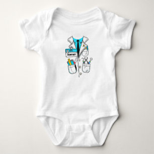 Custom Cute Baby Dentist Name Tag Science Lab Coat Bodysuit