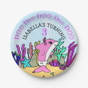 Custom Cute Baby Shark Birthday Party Paper Plate