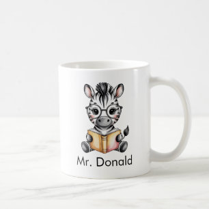 Custom Cute Baby Zebra Reading a Book Coffee Mug