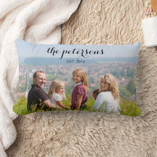 Custom Cute Beautiful Smiling Family Photo College Lumbar Cushion (Blanket)