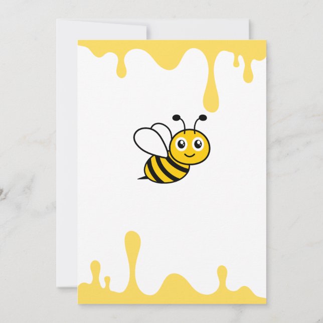 Custom Cute Bee Honey Drips 2nd Birthday Invite (Back)