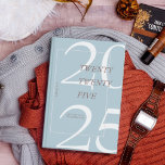 Custom Cute Blue Minimal 2025 Calendar  Planner<br><div class="desc">Stay organised in style with this elegant 2025 Zazzle planner. Featuring a modern, minimalist design with soft, earthy tones and a bold "2025" on the cover, this planner is perfect for keeping track of your daily schedule, goals, and important events. The sleek spiral binding ensures easy use, while the customisable...</div>