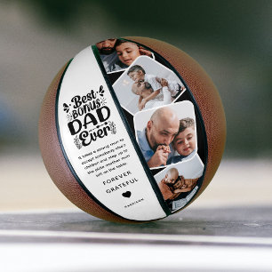 Custom Cute Bonus Dad 4 Photo & Quote Father Gift Basketball