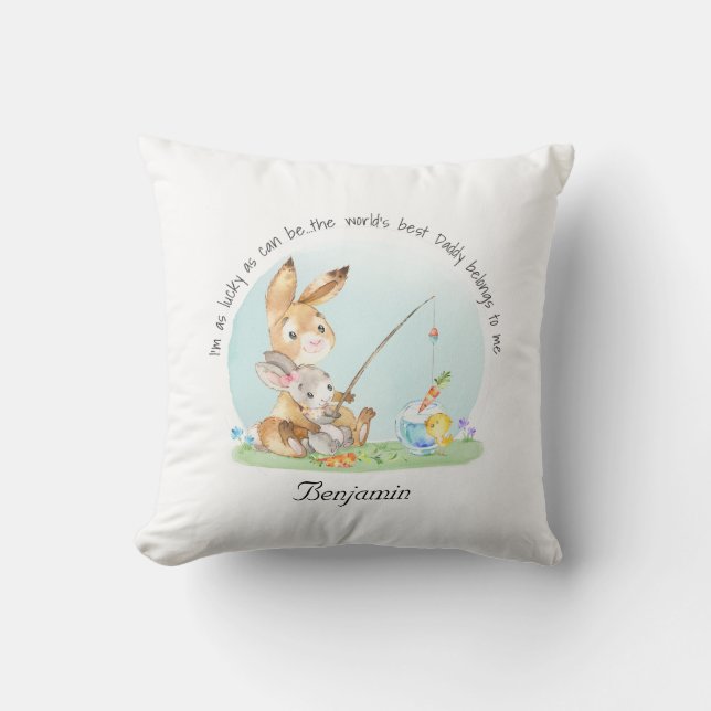 Custom Cute Bunny Best Daddy Gift For Father  Cushion (Front)