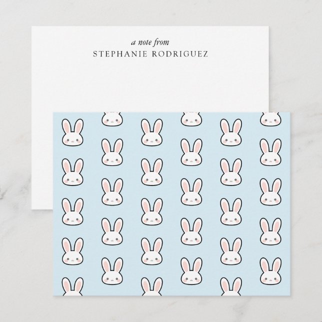 Custom Cute Bunny Face Rabbit Pattern Card (Front/Back)