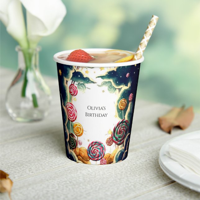 Custom Cute Candyland Birthday Paper Cups (Insitu)
