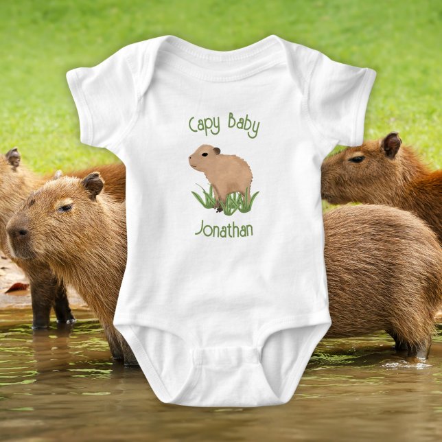 Custom Cute Capybara Pun Baby Boy Nursery Decor Bodysuit (Creator Uploaded)