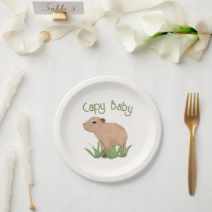 Custom Cute Capybara Pun Capy Baby Illustration  Paper Plate