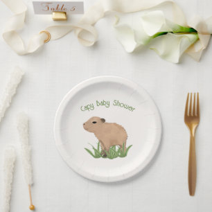 Custom Cute Capybara Pun Capy Baby Shower  Paper Plate